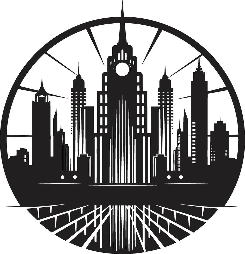 Mystic Urban Atmosphere Intriguing Graphic Ebony Elegance Refined Black Cityscape Graphic vector