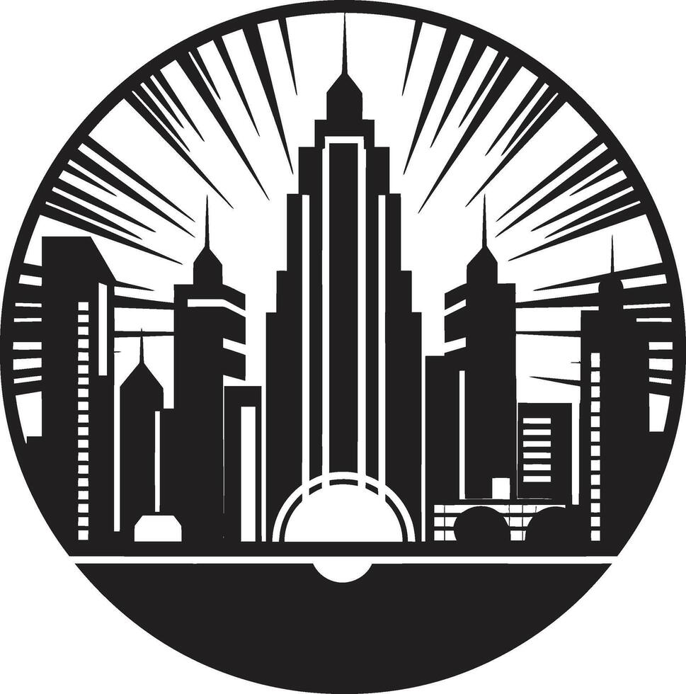 Midnight Monochrome Magnificence Elegant Cityscape Ink Architectural Artistry Contemporary Graphic vector