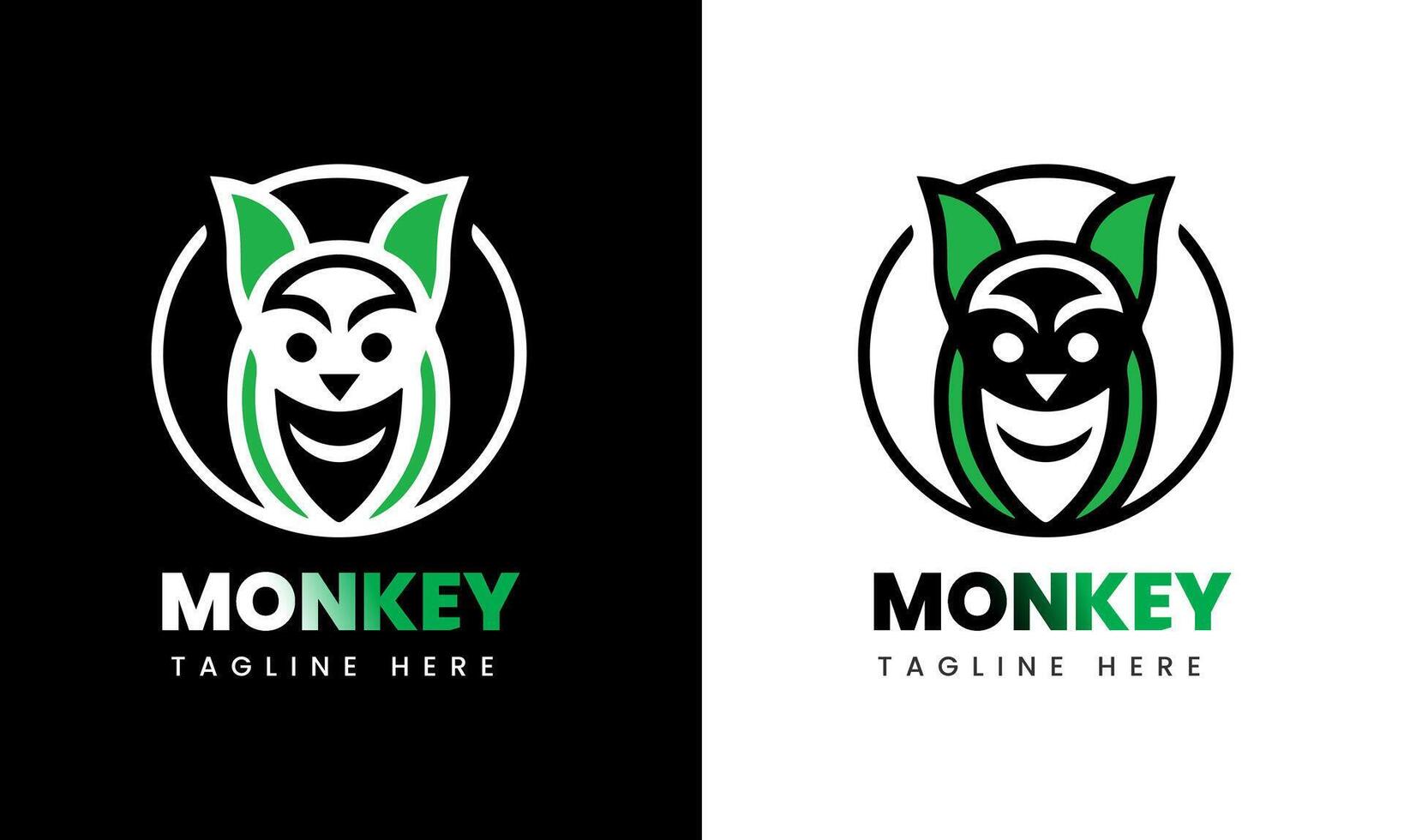 Monkey icon, monkey man minimalist logo sample idea vector