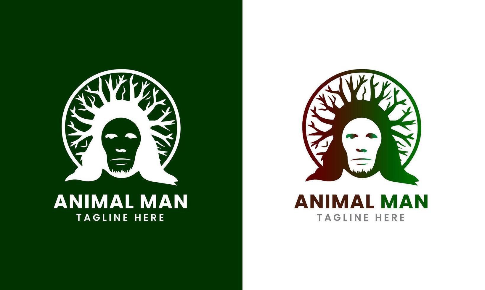 Monkey icon, monkey man minimalist logo sample idea vector