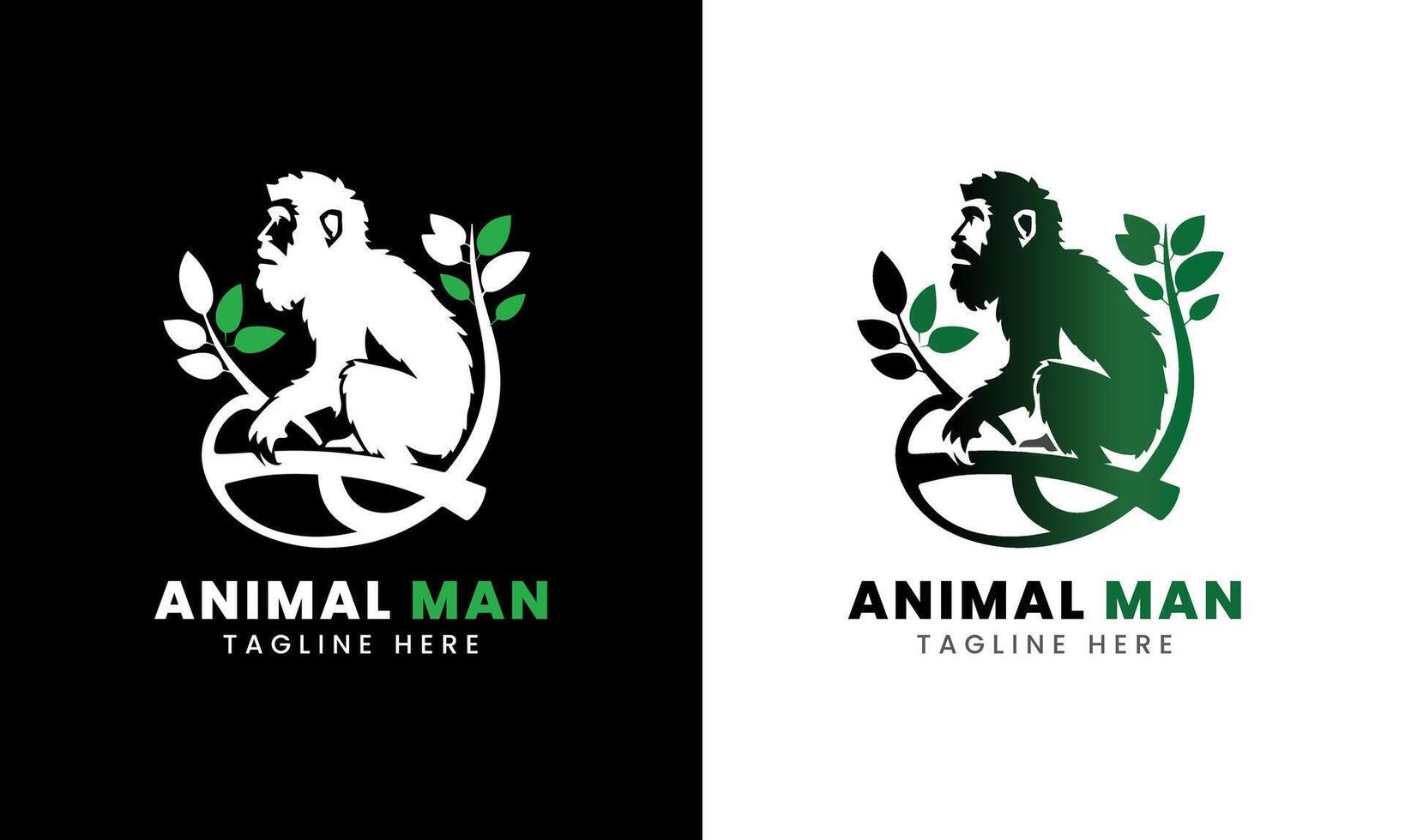 Monkey icon, monkey man minimalist logo sample idea vector