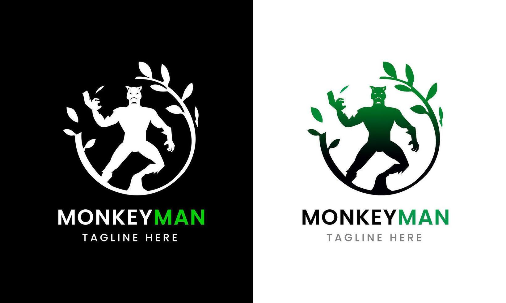 Monkey icon, monkey man minimalist logo sample idea vector