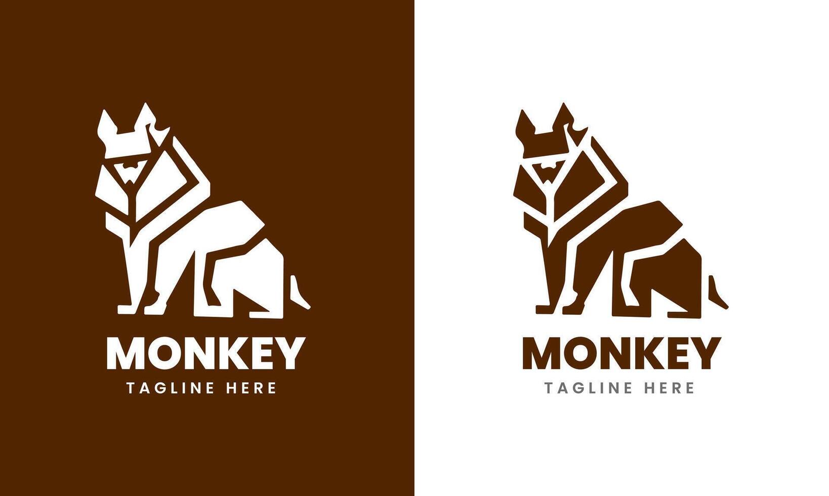 Monkey icon, monkey man minimalist logo sample idea vector