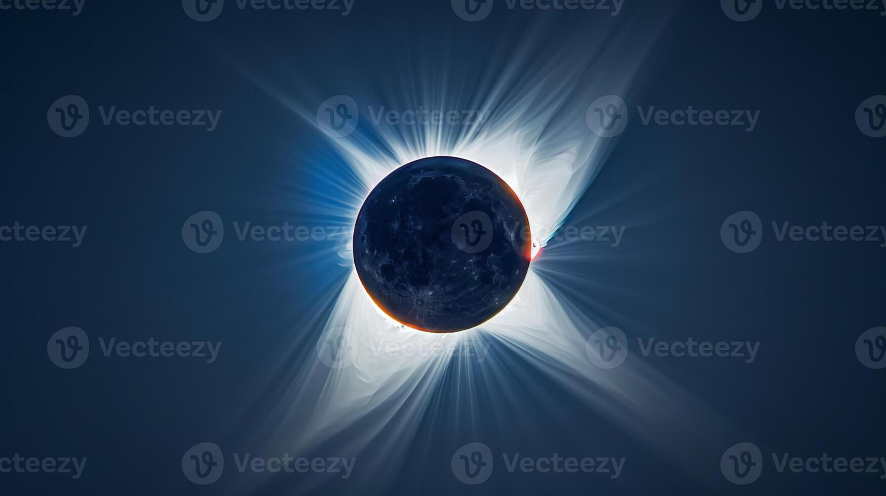 Solar eclipse over dark sky with glowing corona. Moon blocks the sun casting a dramatic silhouette. Concept of astronomy, celestial event, natural phenomenon, cosmic wonder photo