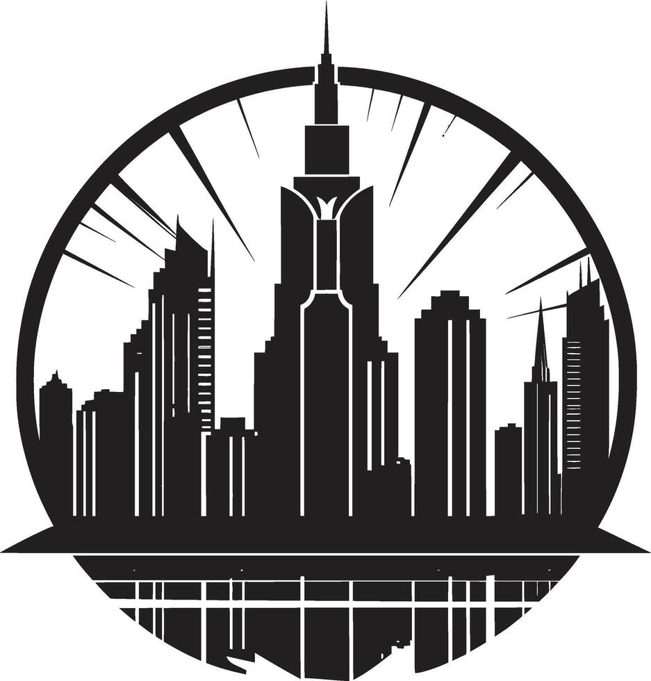 Silent Cityscape Minimalistic Black Mystic Urban Majesty Intriguing City Art Deco Symbol vector