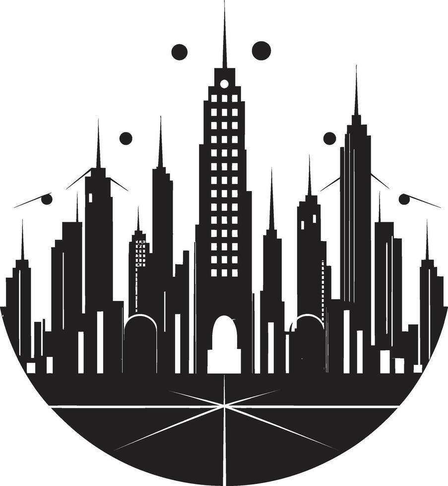 Gothic Geometry Sophisticated City Art Deco Graphic Silent Cityscape Minimalistic Black vector