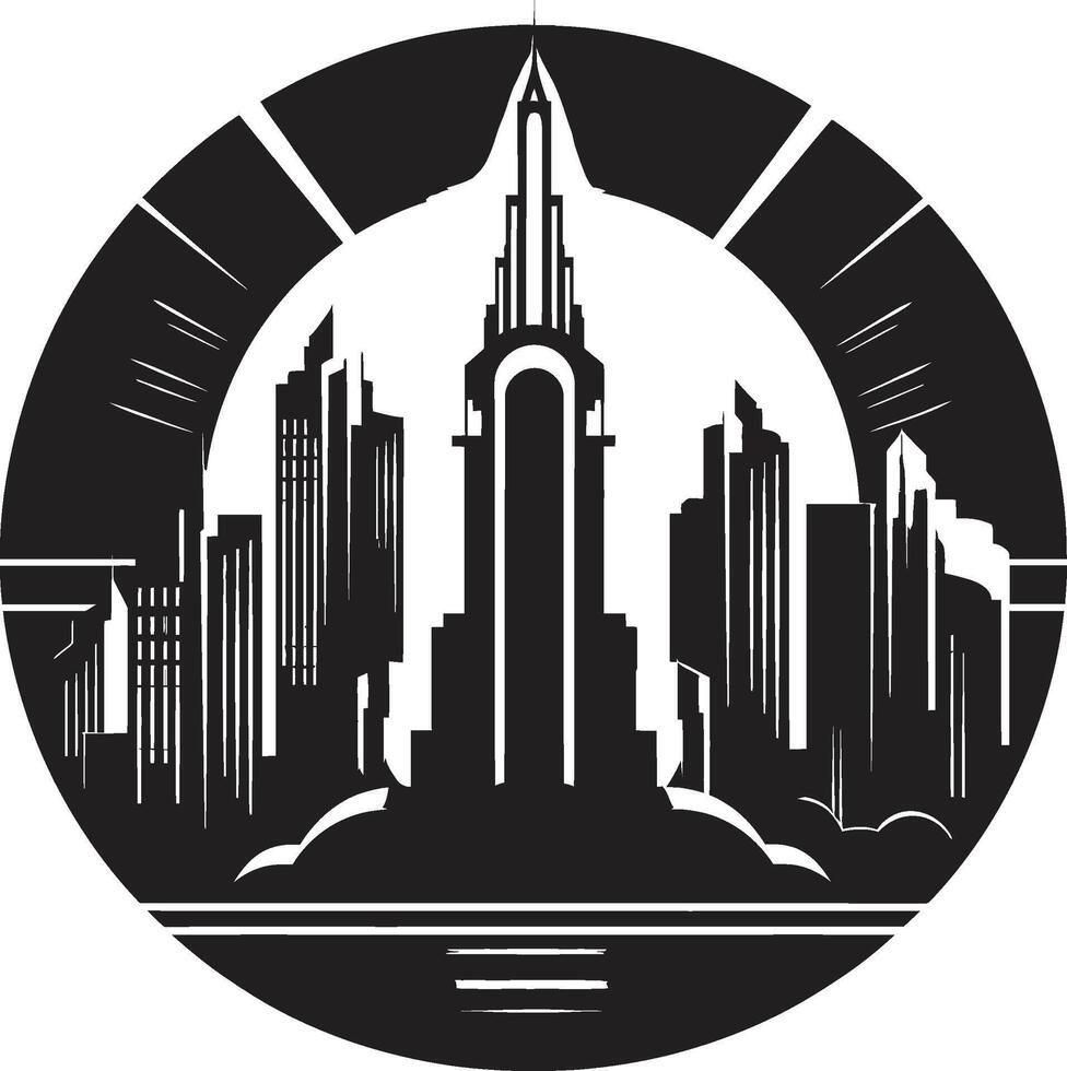 Shadowed Skylines Chic Black Cityscape Element Gothic Geometry Sophisticated City Art Deco Graphic vector