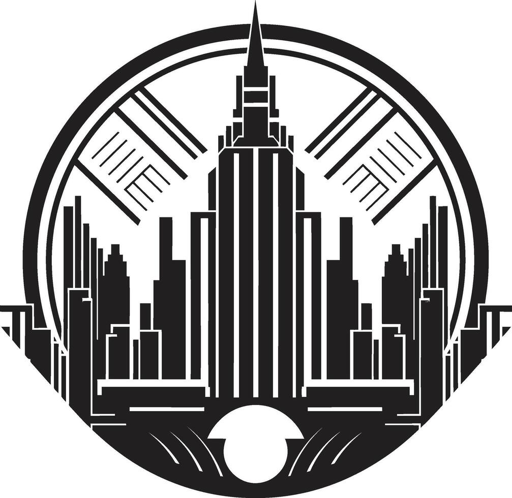 Chic Urban Charm Modern Cityscape Graphic Noir Downtown Stylish Abstract City Art Deco Element vector