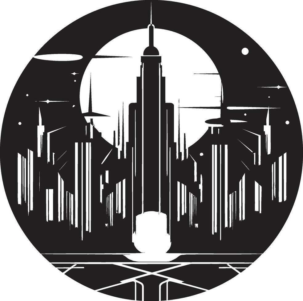 Silent Skyline Minimalistic Black Mystic Modern Marvels Intriguing Cityscape Graphic vector