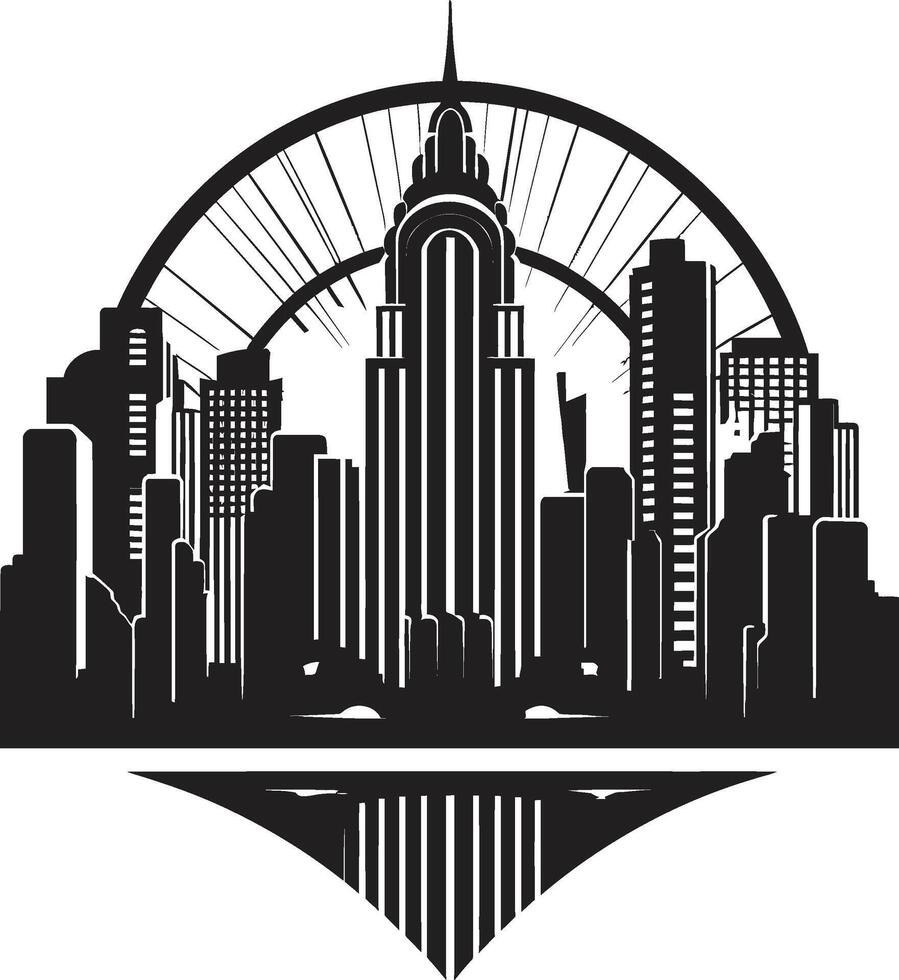 Gothic Grandeur Sophisticated City Art Deco Symbol Silent City Silhouettes Minimalistic Black vector