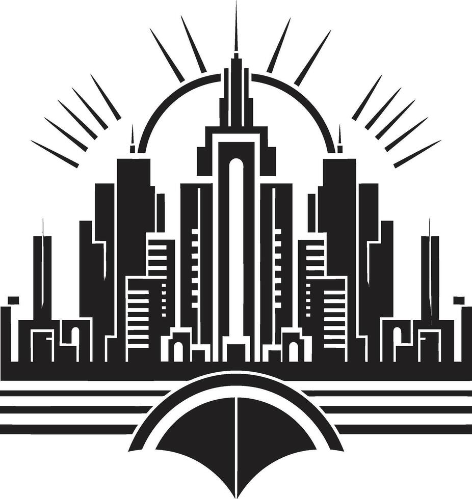 Gothic Gridlines Sophisticated Cityscape Silent Skyward Spires Minimalistic Black Art Deco vector
