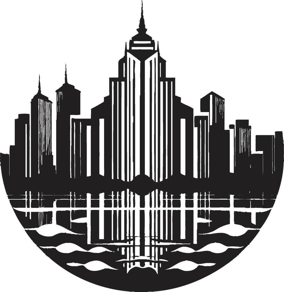 Chic Urban Vibes Modern Cityscape Symbol Noir Nightlife Stylish Abstract Black Cityscape vector