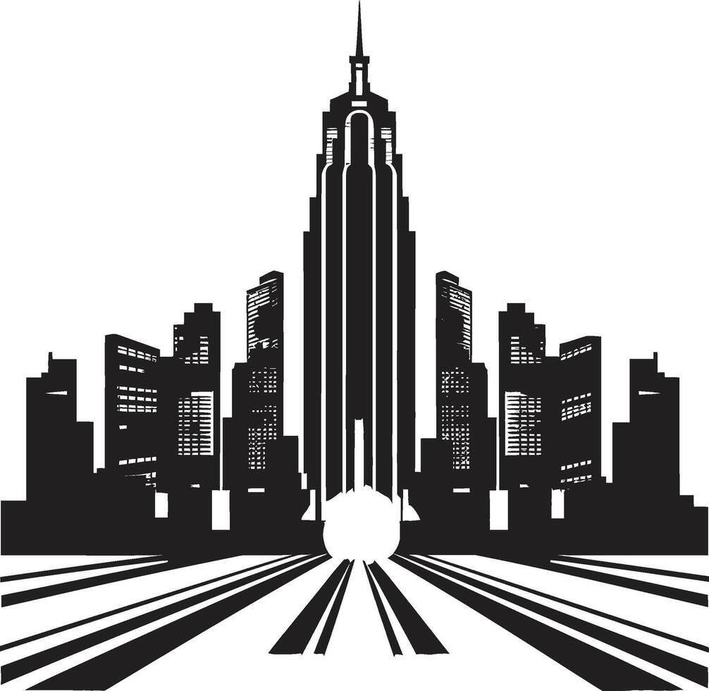 Gothic Grace Sophisticated Abstract Silent Serenity Minimalistic Black Cityscape vector