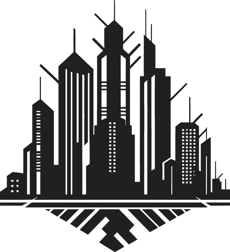 Shadowed Skyscrapers Chic Black Gothic Grandeur Sophisticated City Art Deco Symbol vector