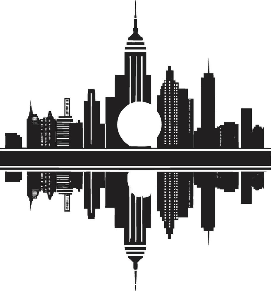 Silent Skyward Spires Minimalistic Black Art Deco Mystic Metropolitan Magic Intriguing vector