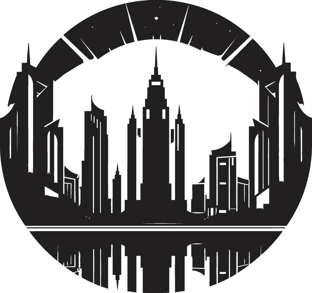 Gothic Glamour Sophisticated Cityscape Silent Skyline Minimalistic Black vector