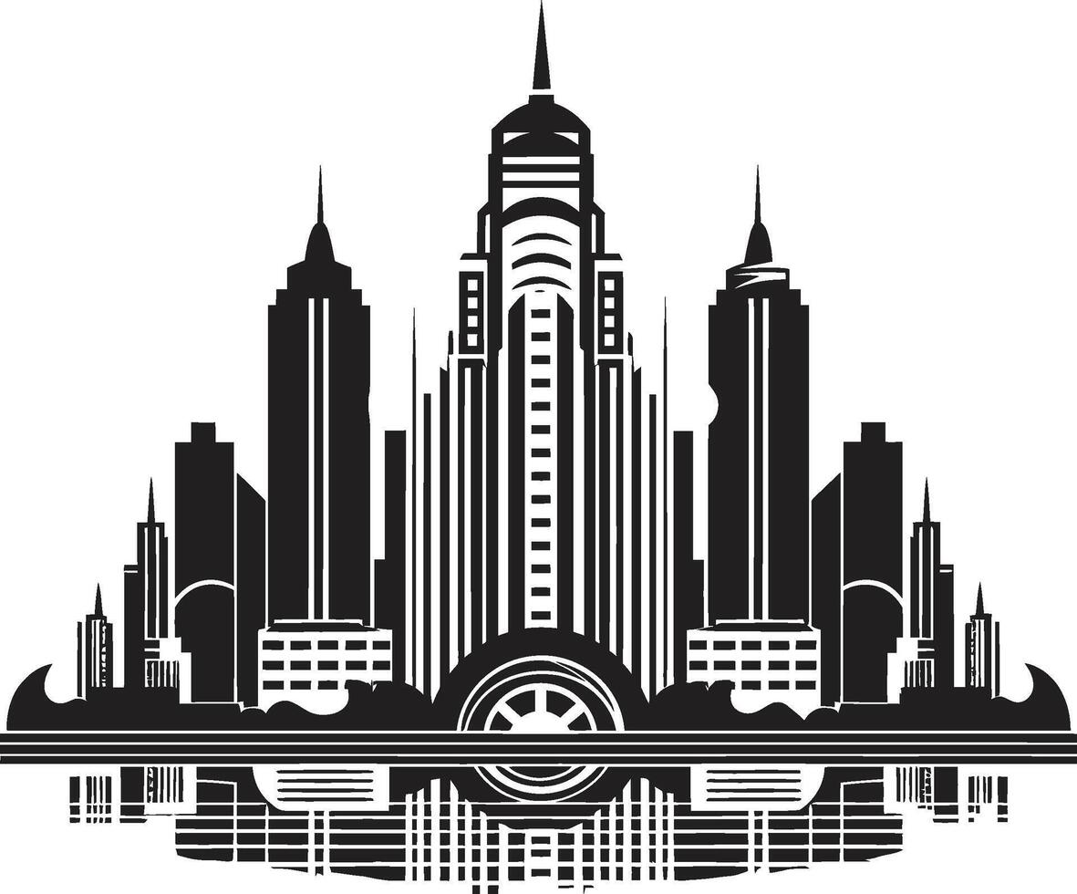 Ebony Elements Refined Black Graphic Chic Urban Vistas Modern Black vector
