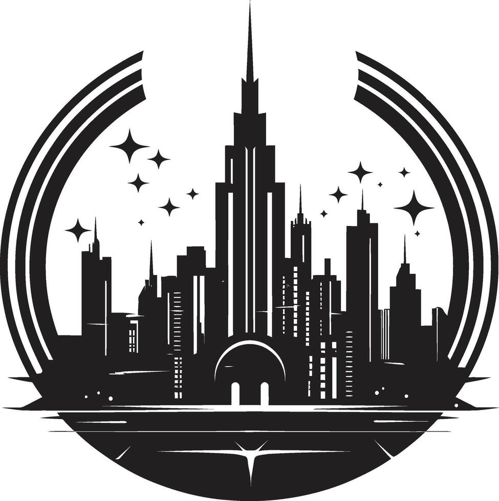 Shadowed Skylines Chic Black Cityscape Element Gothic Grid Sophisticated City Art Deco vector