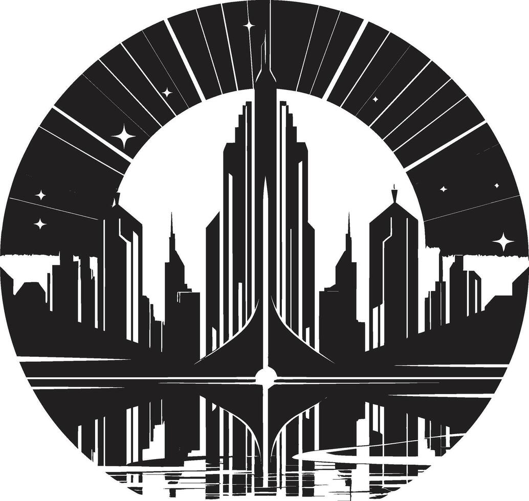 Ebony Elegance Refined Black Graphic Chic Urban Impressions Modern Cityscape vector