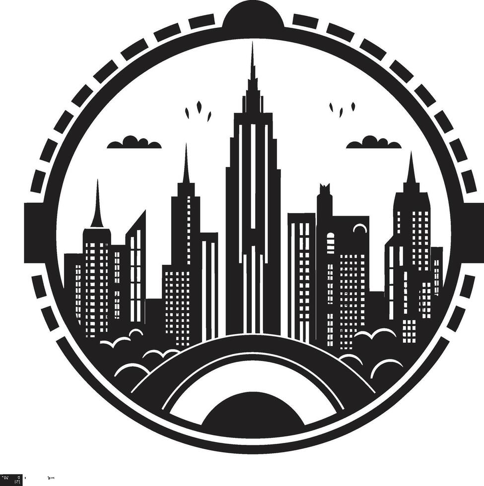 Midnight Monochrome Magnificence Elegant Cityscape Graphic Ink Architectural Angles Contemporary Black vector