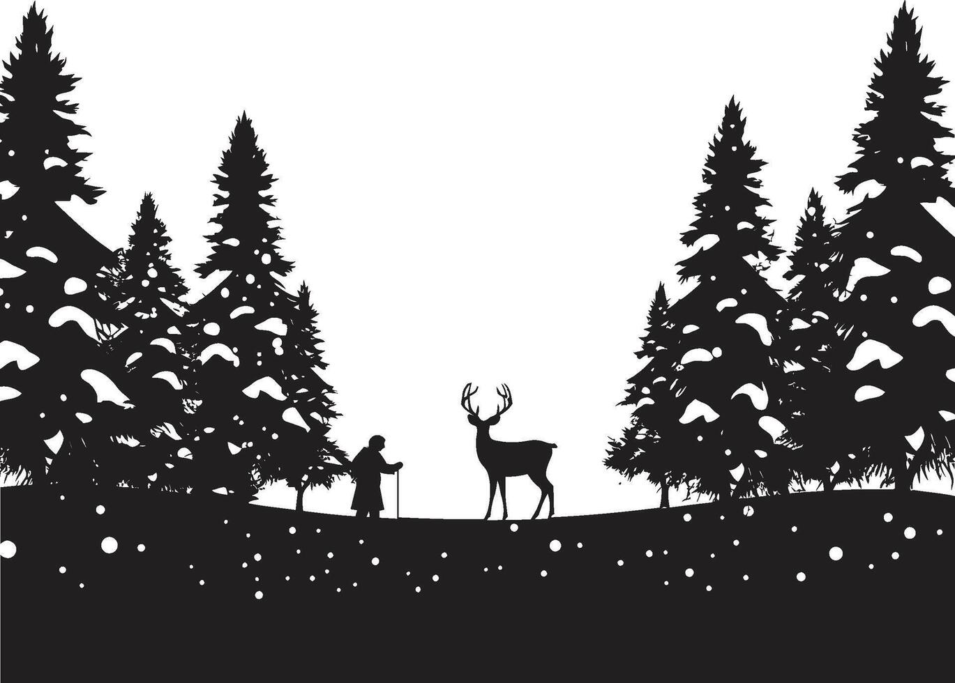 Gothic Gifts Galore Sophisticated Black Christmas Card Silent Night Snowfall Minimalistic Card vector