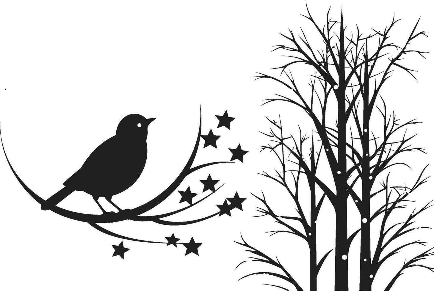 Gothic Glittering Garland Sophisticated Black Card Illustration Silent Night Snowfall Serenity Minimalistic Christmas Card vector