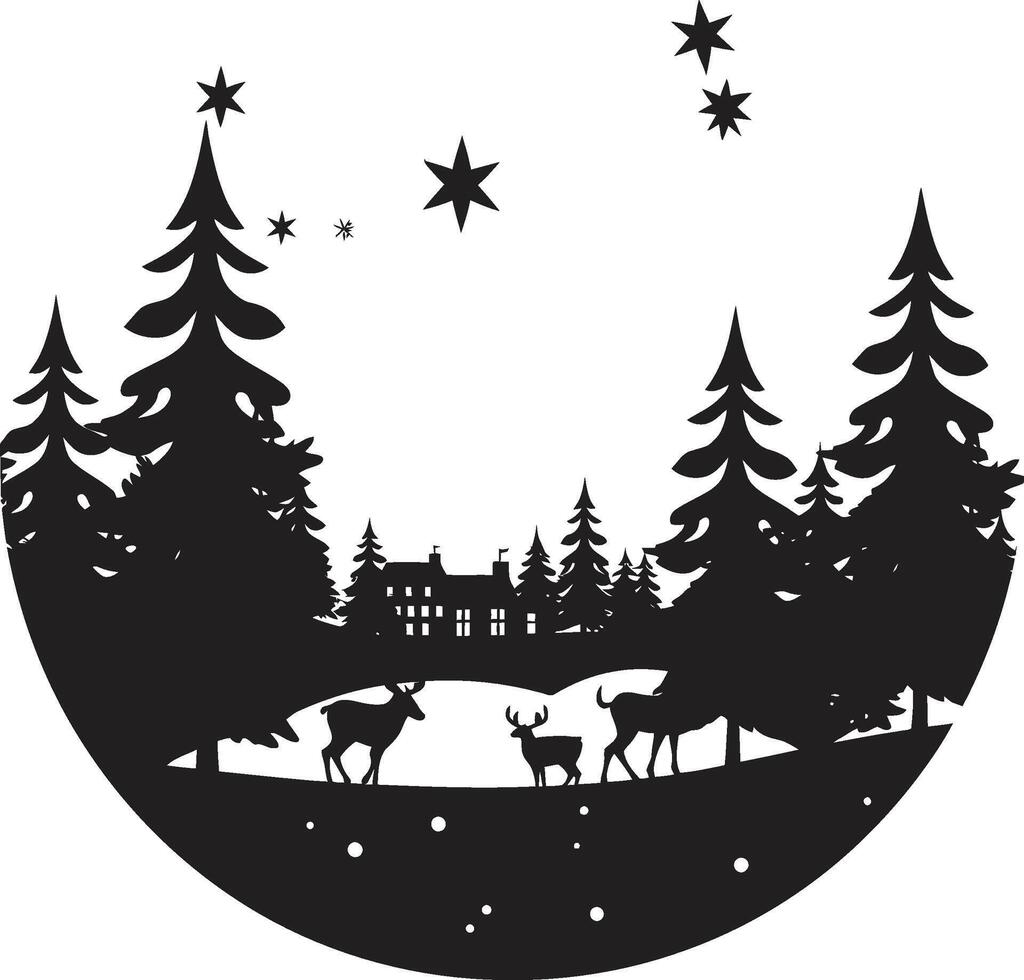 Noel Noir Stylish Black Christmas Card Element Midnight Mistletoe Elegant Christmas Card Graphic vector