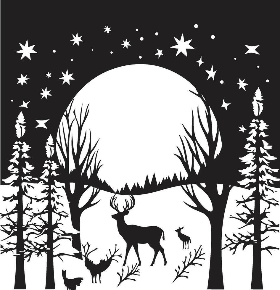 Chic Cheerful Chimes Modern Christmas Card Noir Nighttime Noel Stylish Abstract Black Christmas Card vector