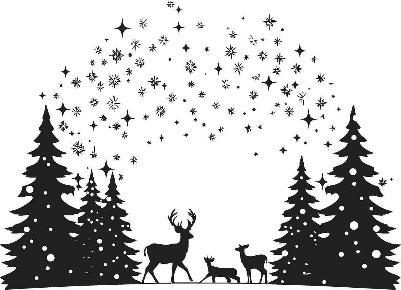 Mystic Midnight Mosaic Intriguing Christmas Card Graphic Ebony Everlasting Joy Refined Black Christmas Card vector