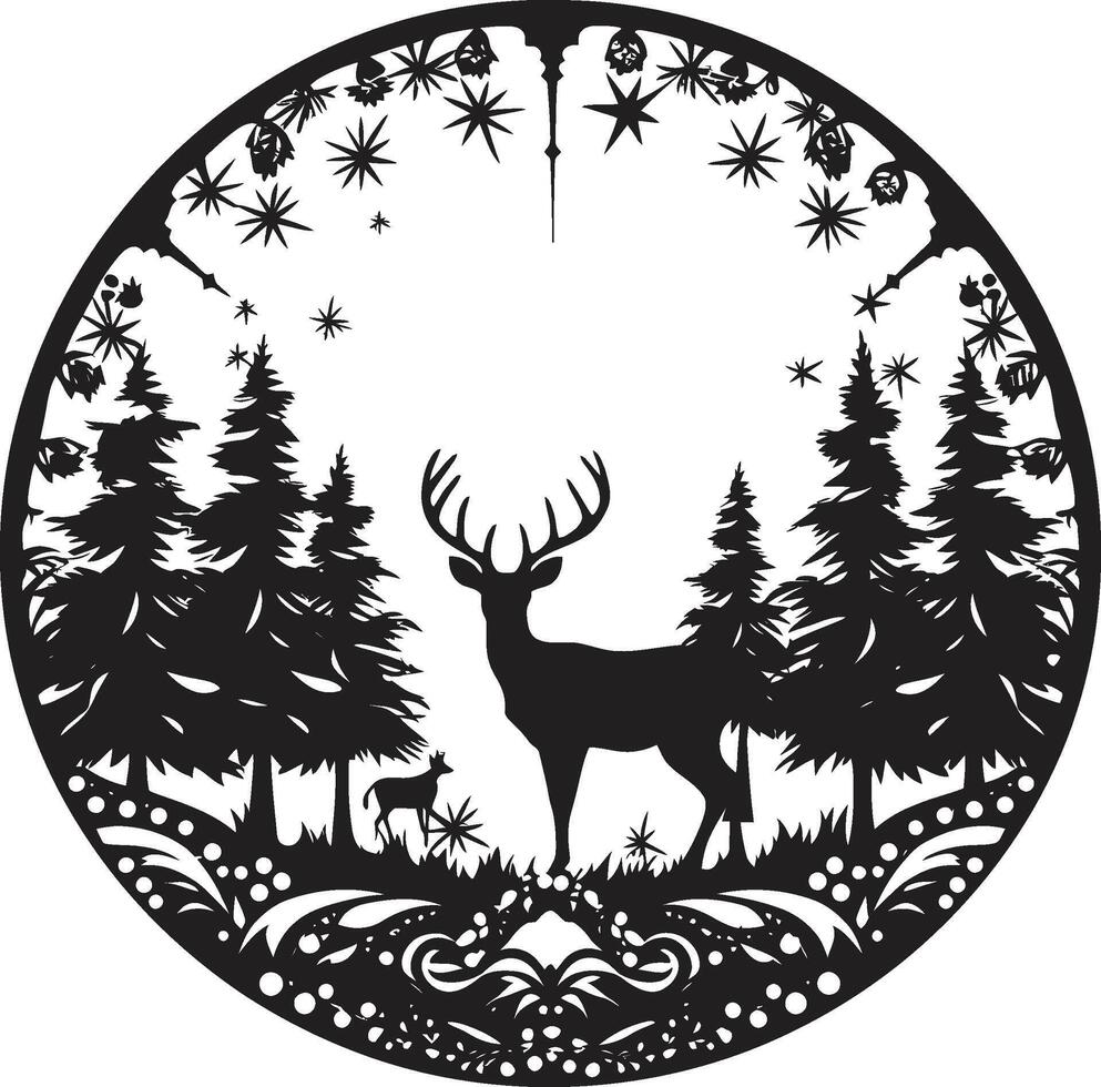 Gothic Glistening Gingerbread Sophisticated Christmas Card Silent Night Snowflake Symphony Minimalistic Black Card Illustration vector