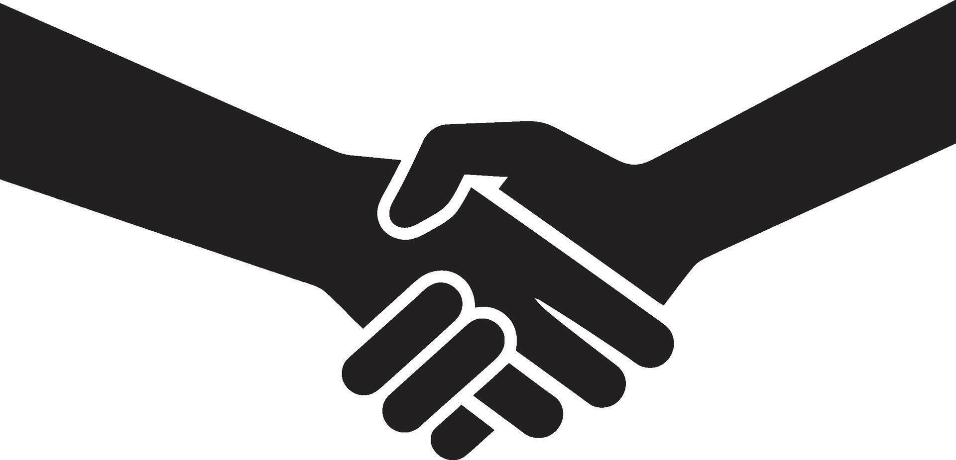 Solidarity Seal Handshake Icon in Noir Formal Concord Black Handshake Graphic Design vector