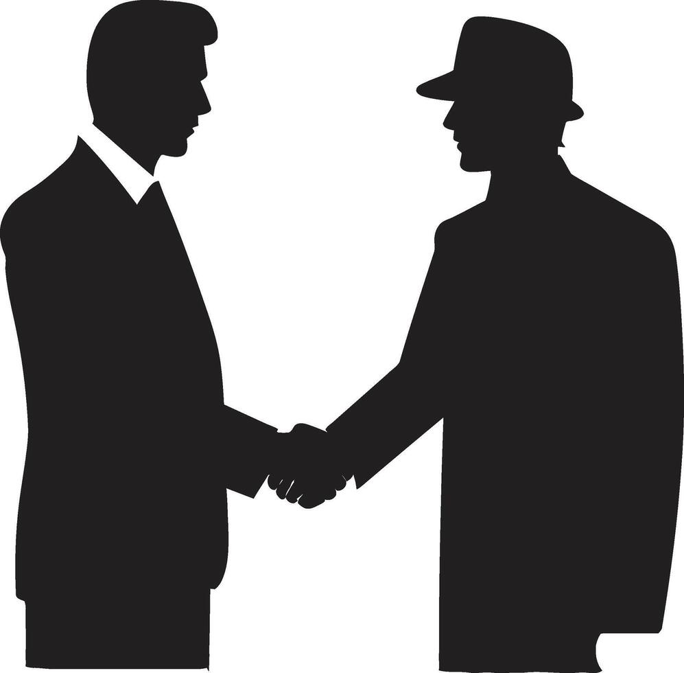 Inked Accord Black Handshake Graphic Element Mutual Harmony Handshake Symbol in Noir vector