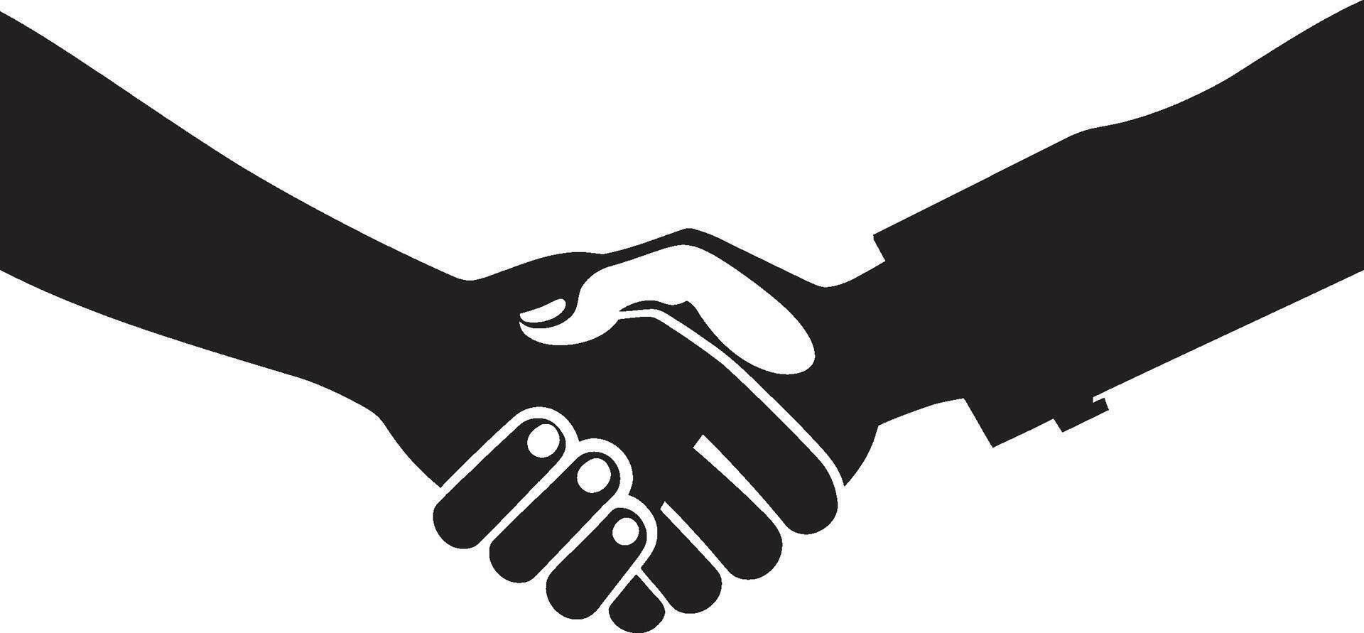 Solidarity Pact Black Handshake Symbol Monochrome Unity Handshake Icon Design vector