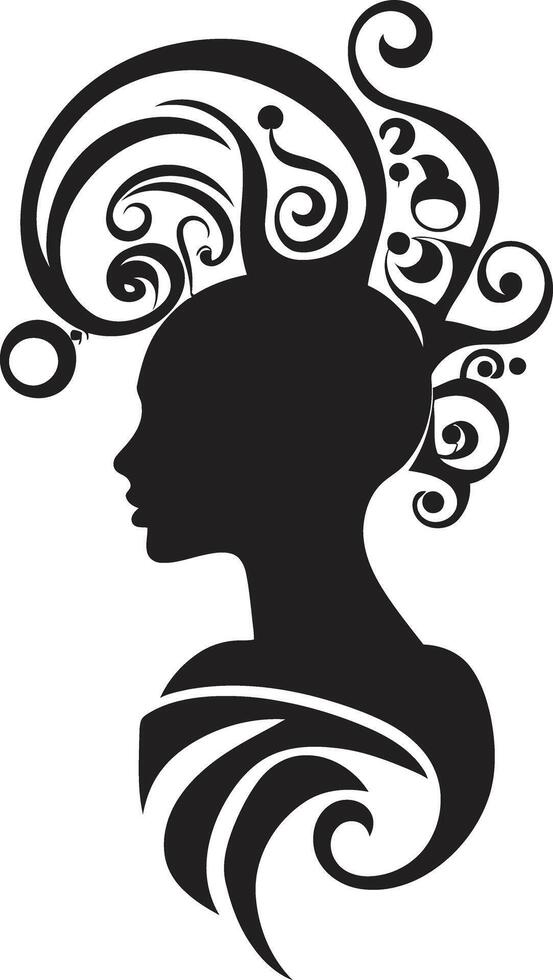 Noir Bloom Beauty Floral Face Profile Obsidian Whisperer Black Floral Woman Element vector