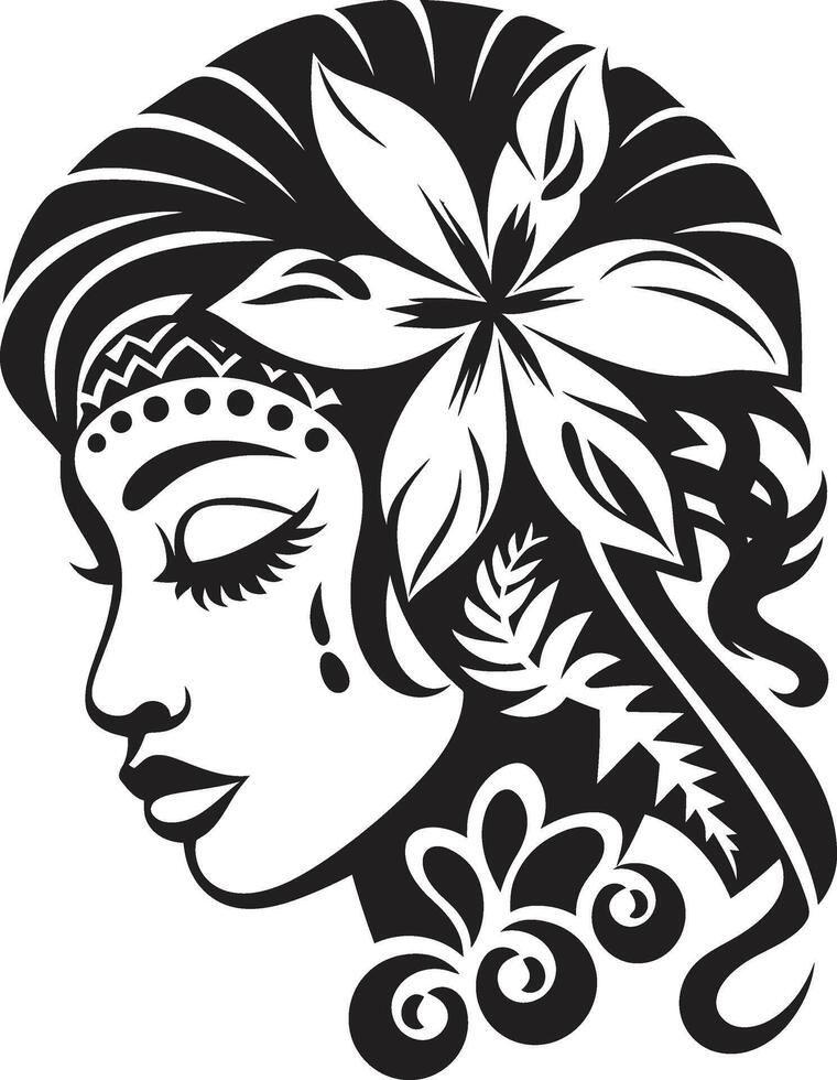 Tropic Tranquility Hawaiian Tribal Woman Symbol Pacific Majesty Black Tribal Woman vector