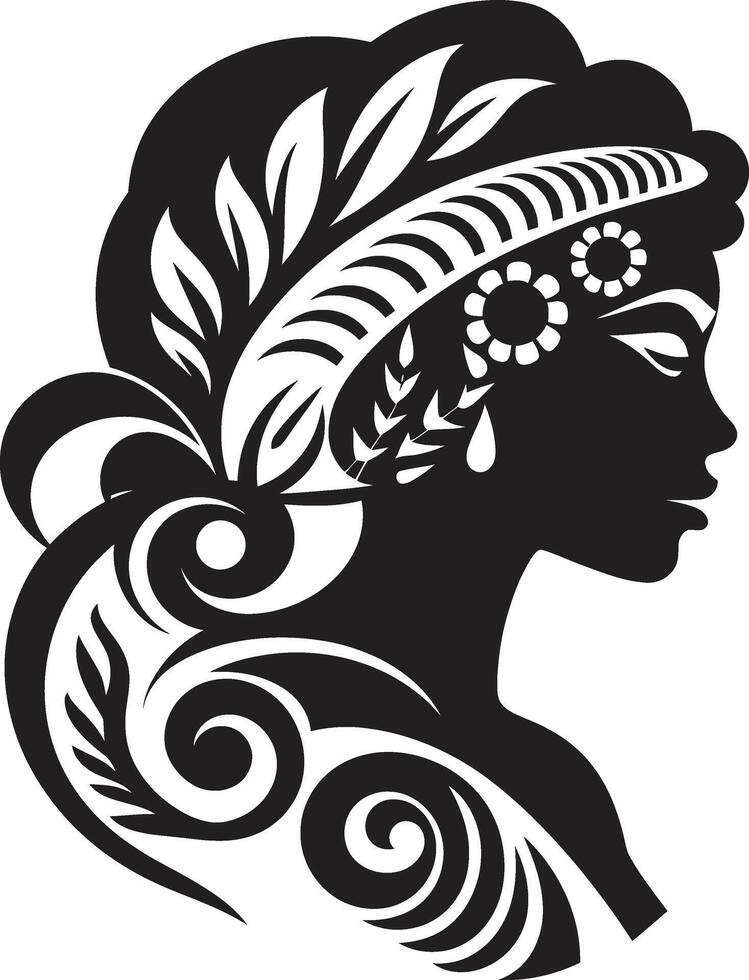 Island Tranquility Black Hawaii Tribal Woman Symbol Tribal Essence Tribal Woman ic vector
