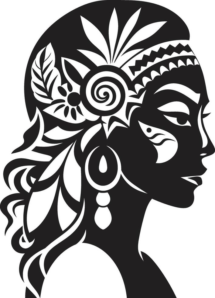 Oceanic Majesty Black Tribal Woman Polynesian Pride Hawaiian Tribal Woman Element vector