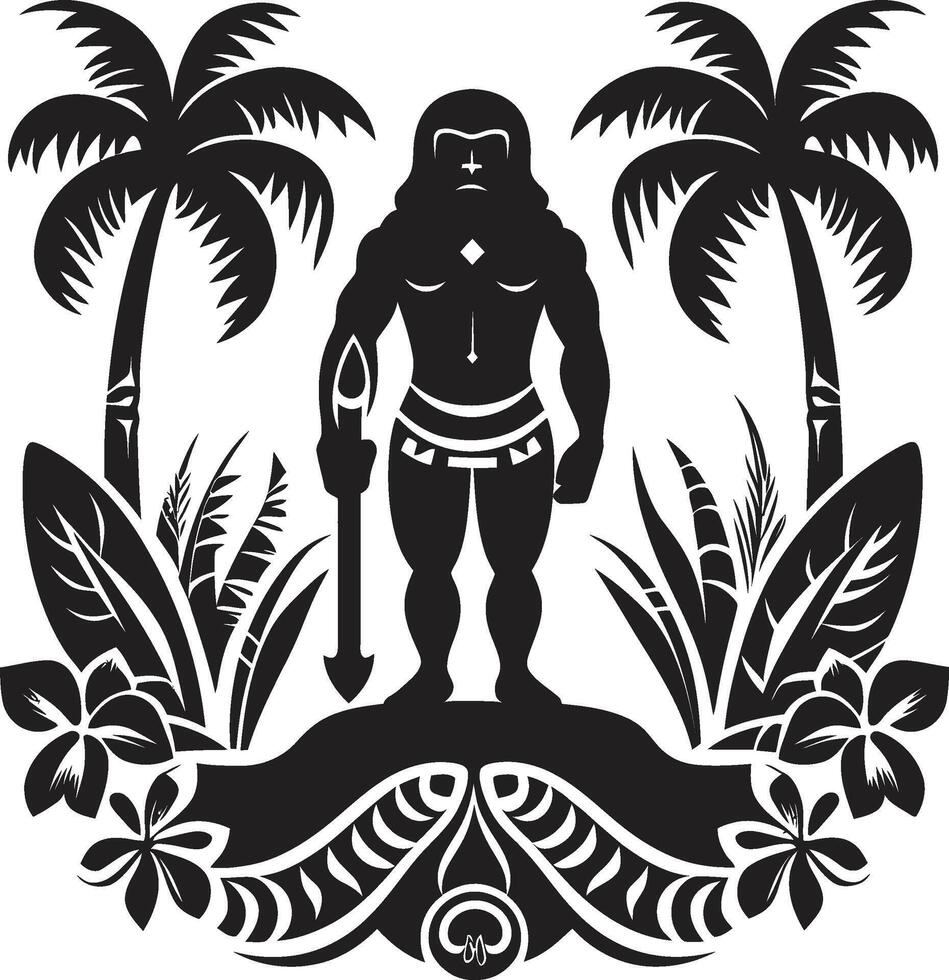 Oceanic Elegance Hawaiian Woman Graphic Element Tropical Legacy Hawaiian Woman in Black vector