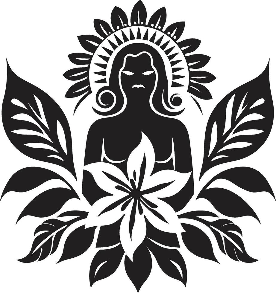 Black Coral Beauty Hawaiian Woman in Black Pacific Passion Hawaiian Woman Symbol vector