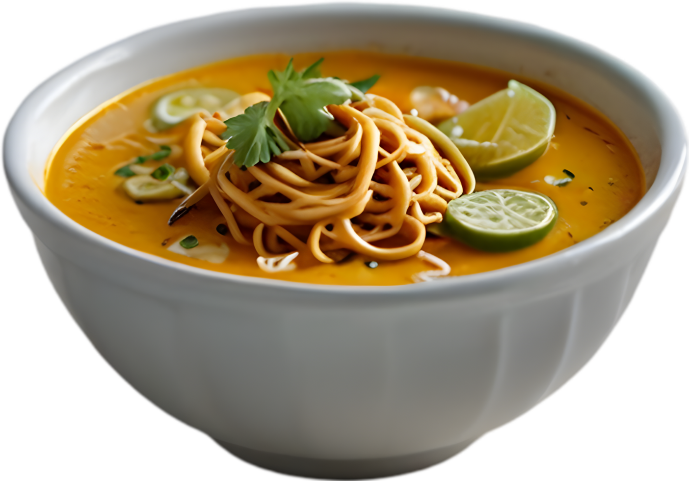 Khao Soi, a flavorful Thai curry noodle soup. AI-generated. png