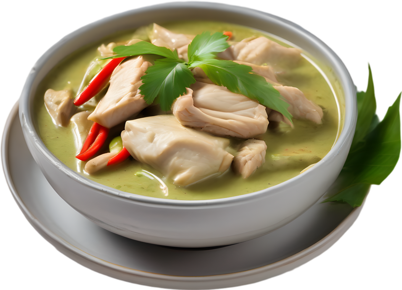 Experience the rich, creamy, and spicy flavors of Gaeng Keow Wan Gai. AI-generated. png