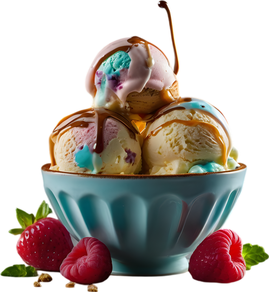 Indulge in creamy, delicious ice cream for a heavenly experience. AI-generated. png