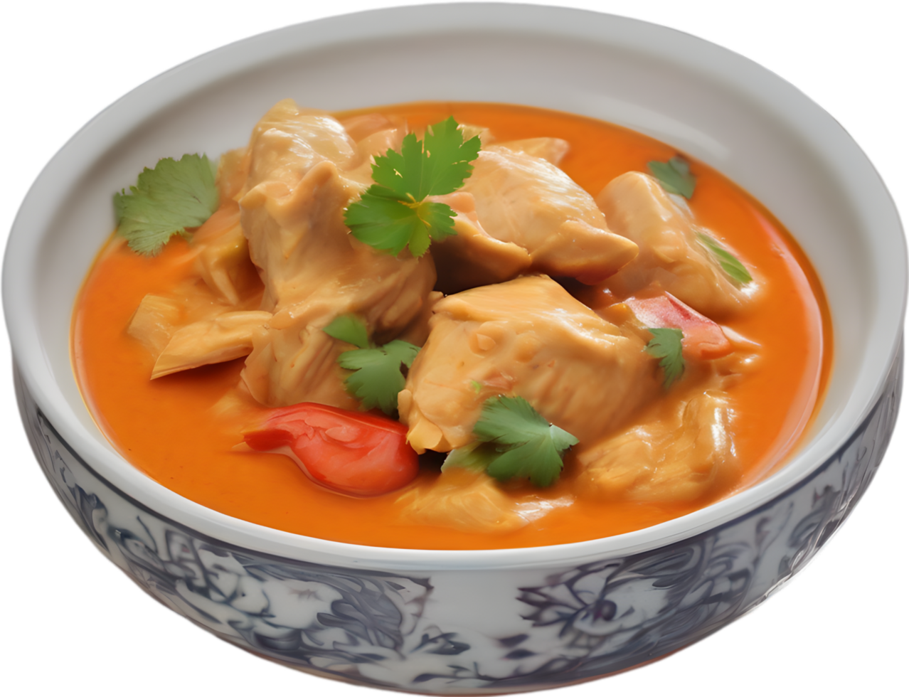 Gaeng Daeng, a flavorful Thai chicken curry with coconut milk base. AI-generated. png