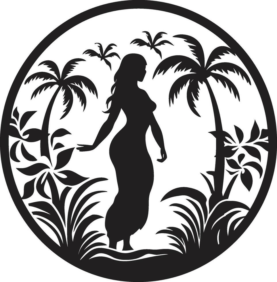 Pacific Majesty Black Tribal Woman Island Serenity Tribal Woman Silhouette vector