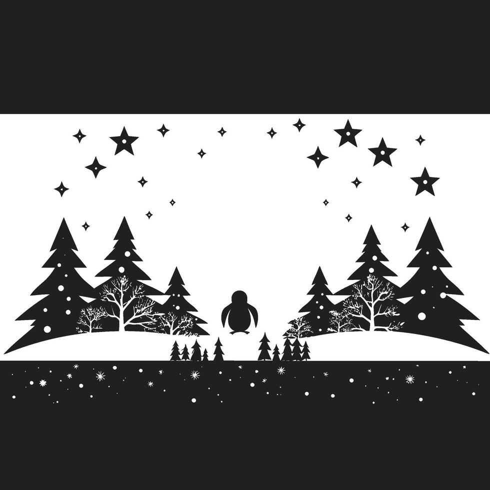 Ebony Enchantment Refined Black Christmas Card Chic Yuletide Yearning Modern Christmas Card Symbol vector