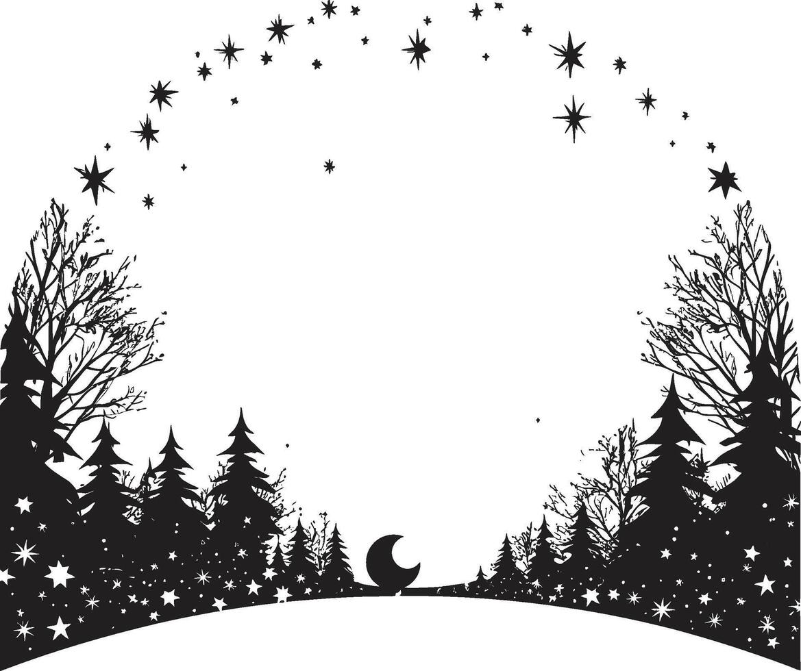 Gothic Gifts Galore Sophisticated Black Christmas Card Silent Night Snowfall Minimalistic Card vector