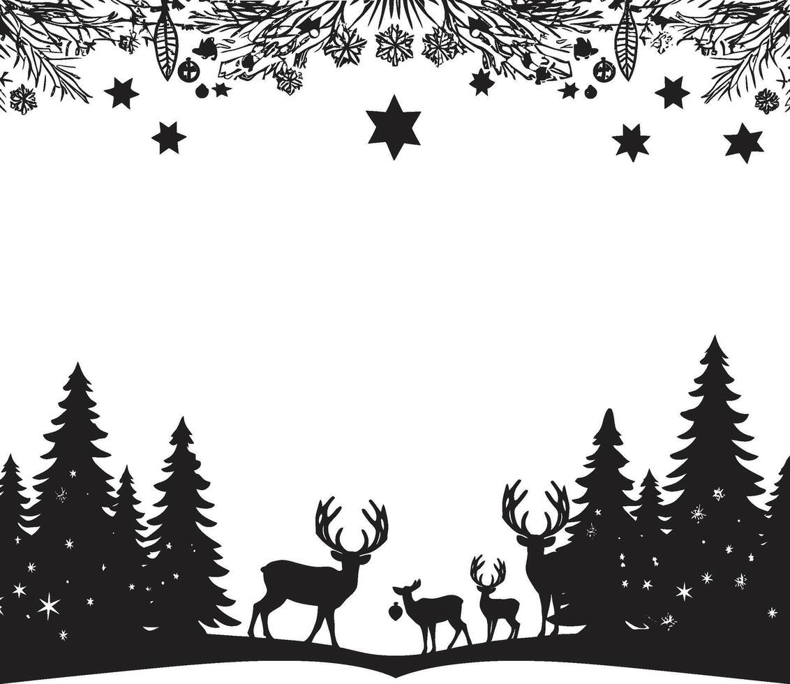 Chic Yuletide Yearning Modern Christmas Card Symbol Noir Nativity Stylish Abstract Black Christmas Card vector