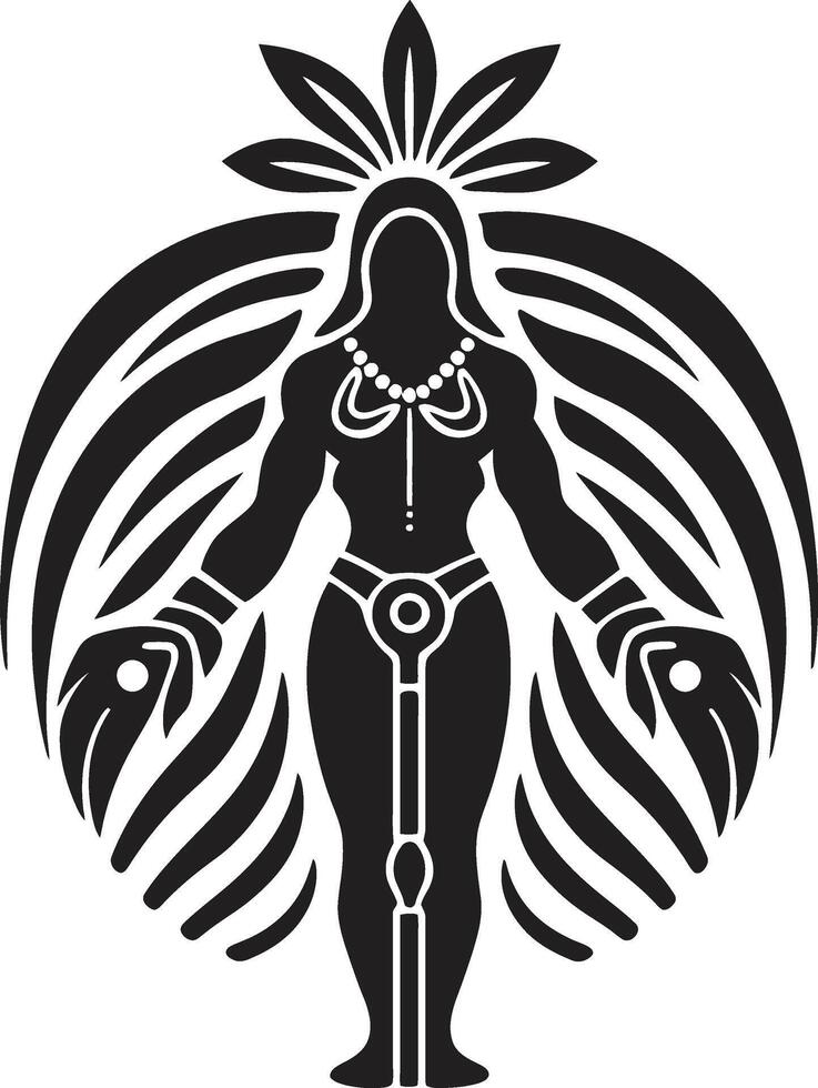 Tiki Tranquility Tribal Woman Silhouette Oceanic Legacy Black Hawaii Tribal Woman Symbol vector