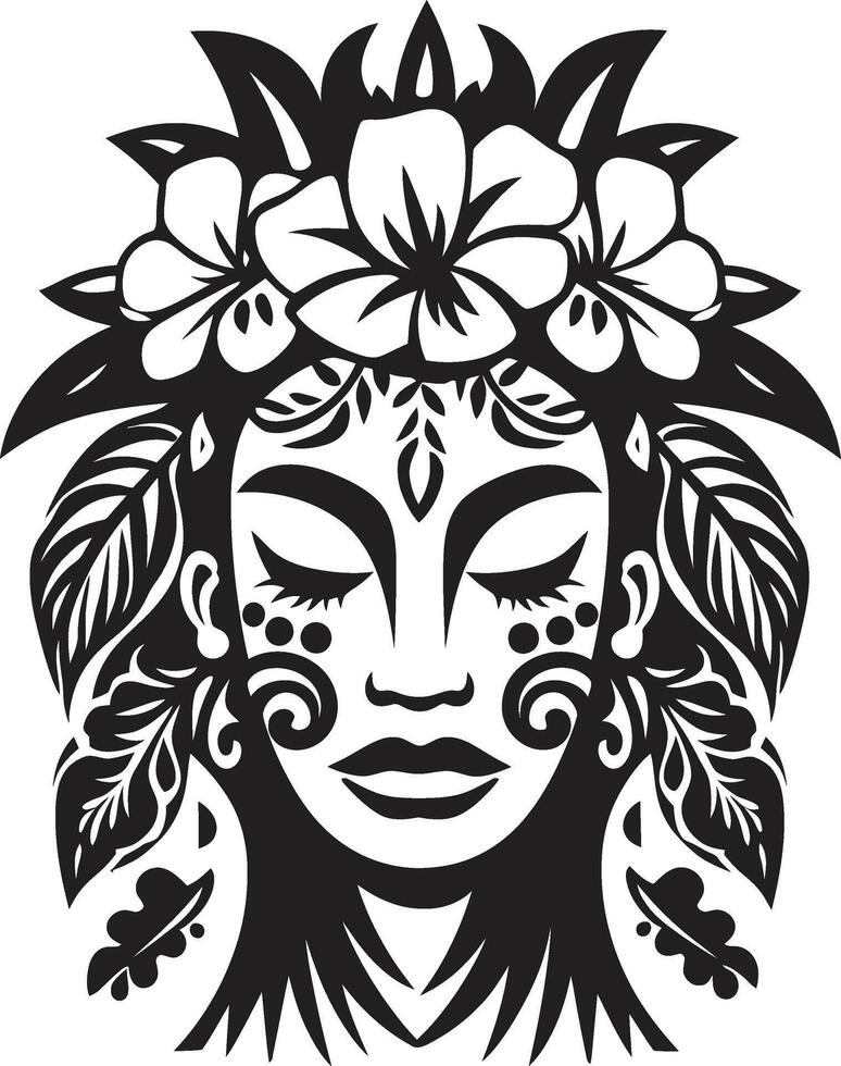 Island Serenity Tribal Woman Silhouette Tribal Legacy Black Hawaii Tribal Woman Symbol vector