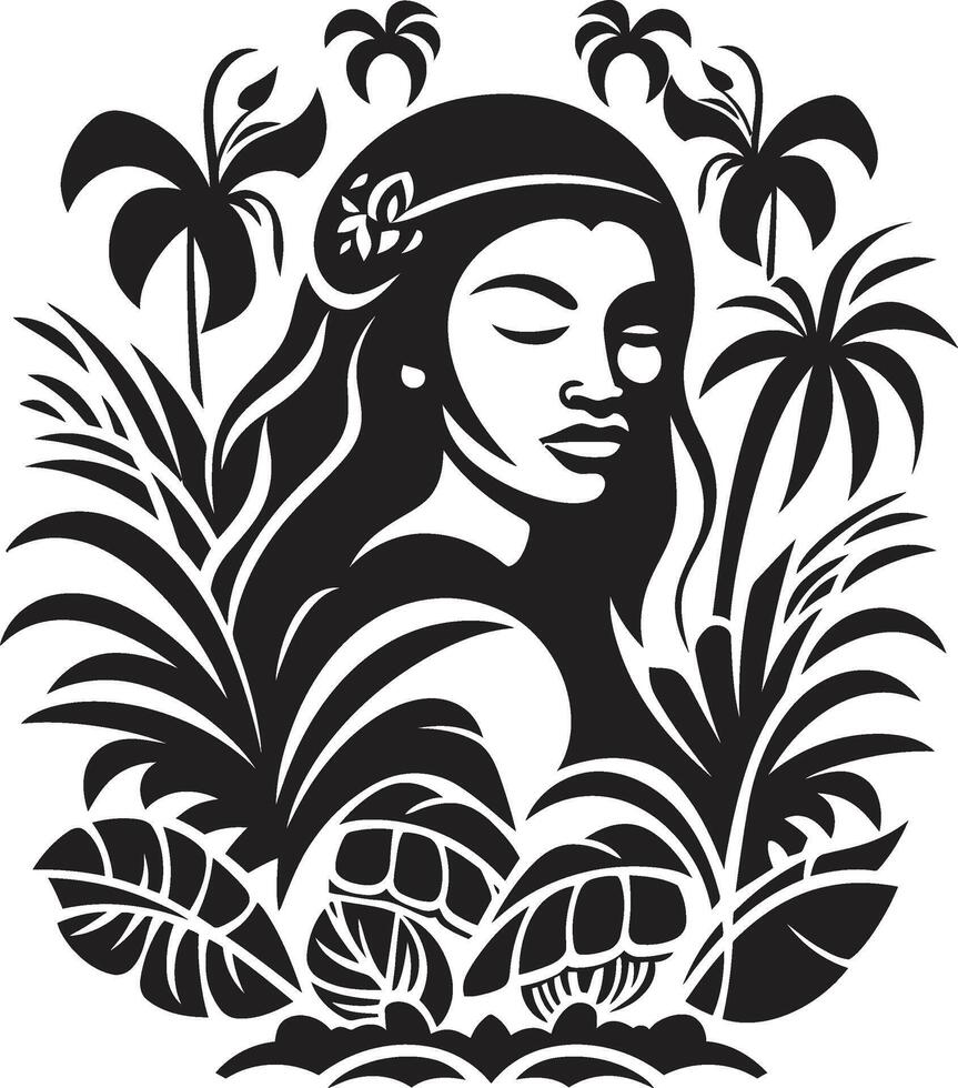 Oceanic Spirit Black Tribal Woman Island Harmony Tribal Woman Silhouette vector